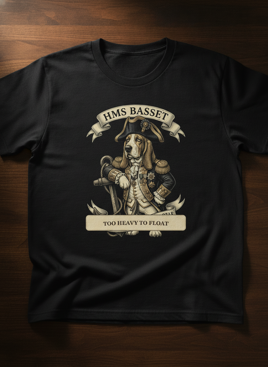 HMS Basset Too Heavy To Float t-shirt Canine Archive
